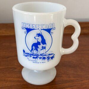Alaska Iditarod 1983 Milk Glass Mug Last Great Race Sled Dog 83 Vintage Cup USA